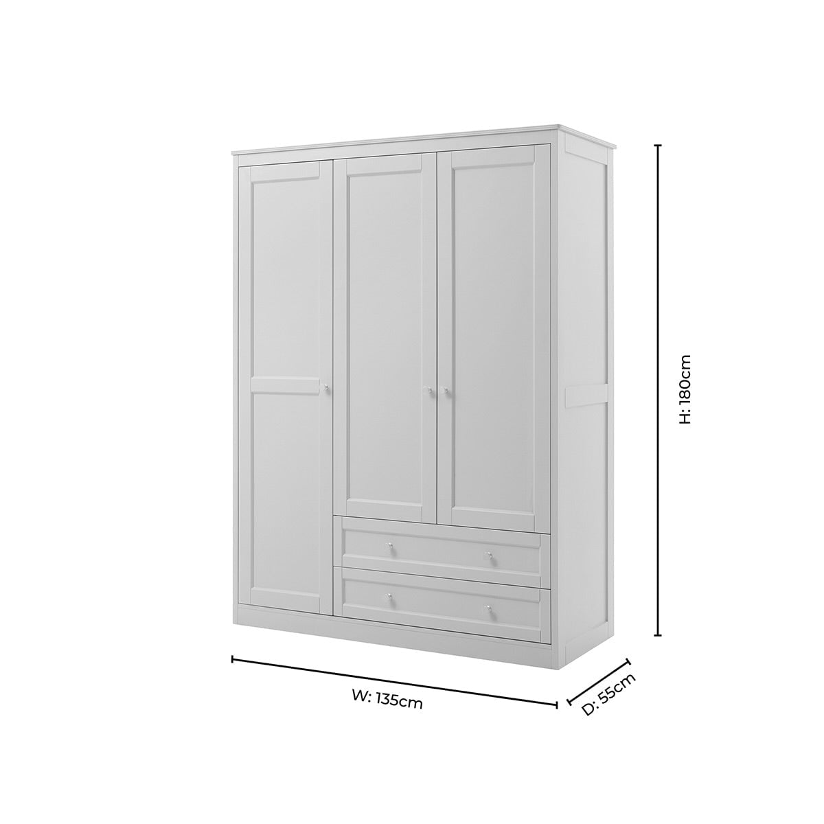 Armoire 3 portes avec tiroirs - Taupe