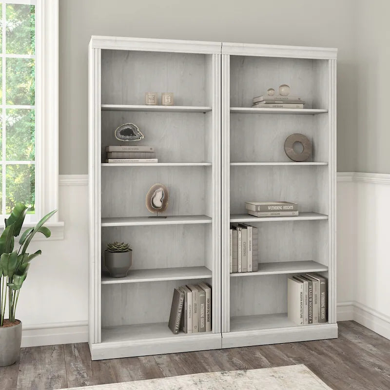 Saratoga Tall 5 Shelf Bookcase - Set of 2 by Bush Furniture