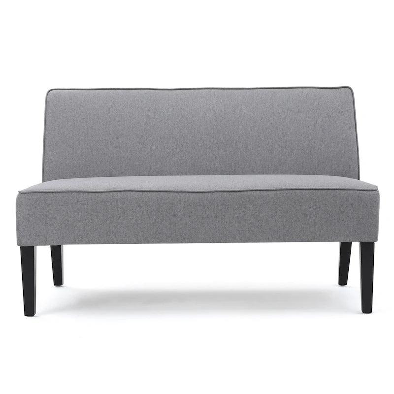 Armless Loveseat Sofa Floral Print Fabric Upholstered with Wood Legs