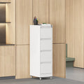 4 Drawer Locking Metal File Cabinet with Lockable Wheels White