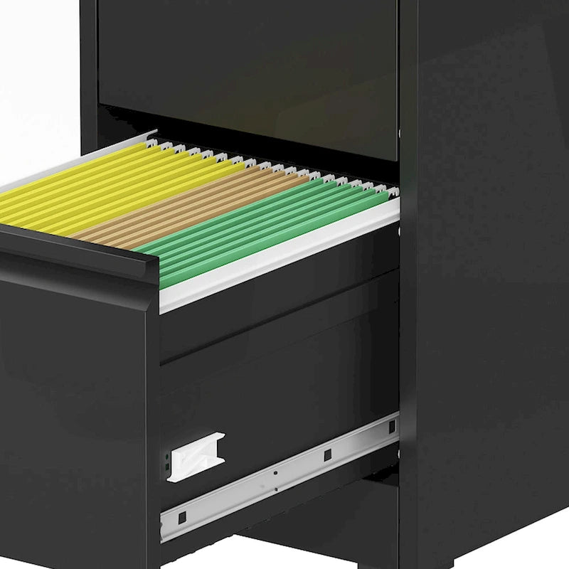 4 Drawer Locking Metal File Cabinet with Lockable Wheels White