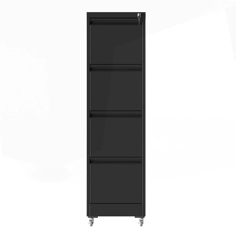 4 Drawer Locking Metal File Cabinet with Lockable Wheels White