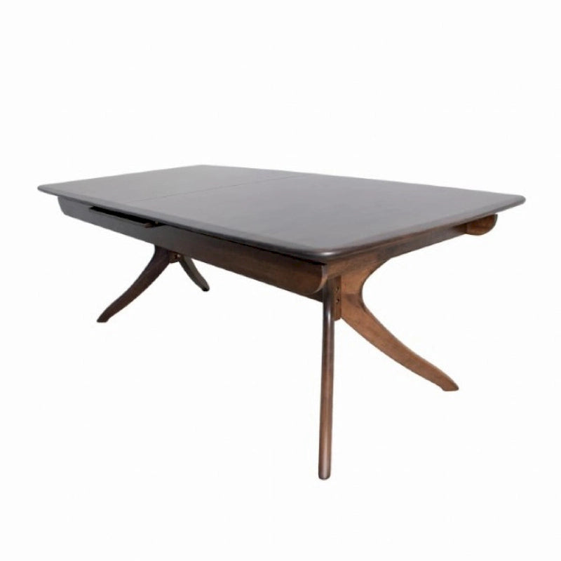Extendable Dining Table with Curved Legs, Walnut Brown Solid Wood