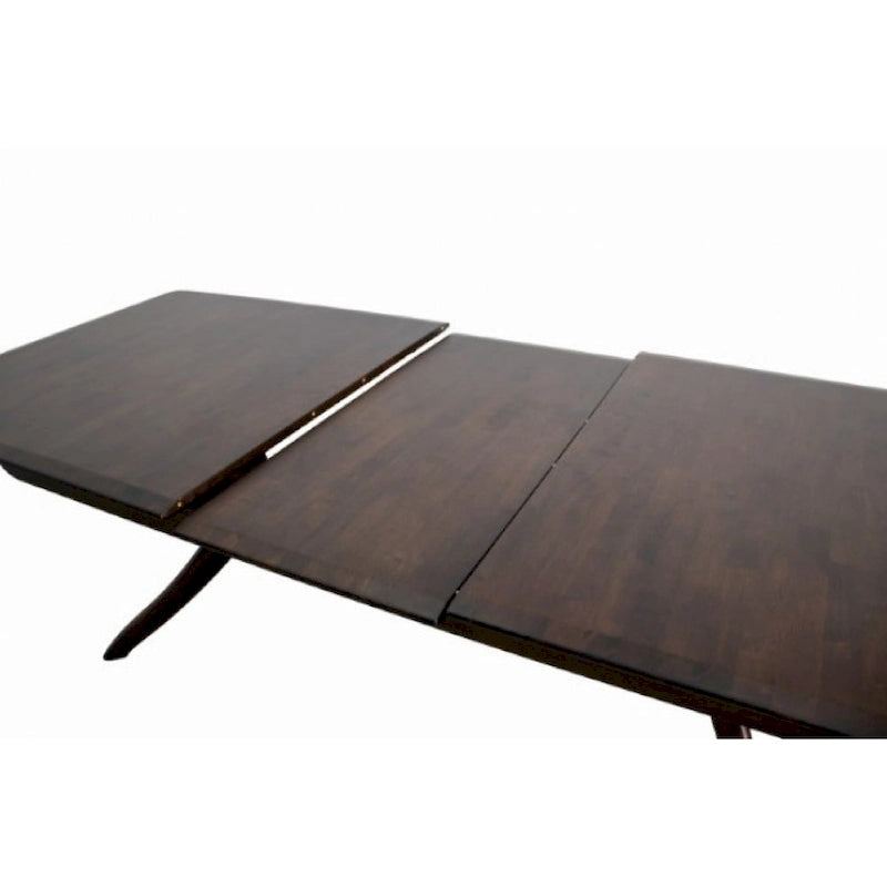 Extendable Dining Table with Curved Legs, Walnut Brown Solid Wood