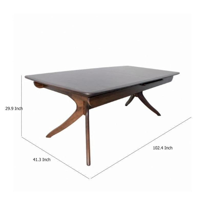 Extendable Dining Table with Curved Legs, Walnut Brown Solid Wood