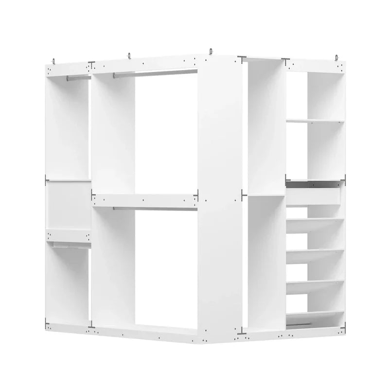 Armoire de coin avec 2 tringles, porte-pantalons et organisateur de chaussures