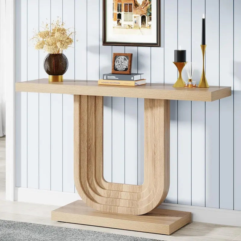 Console d'entrée en bois de 39 pouces avec base géométrique