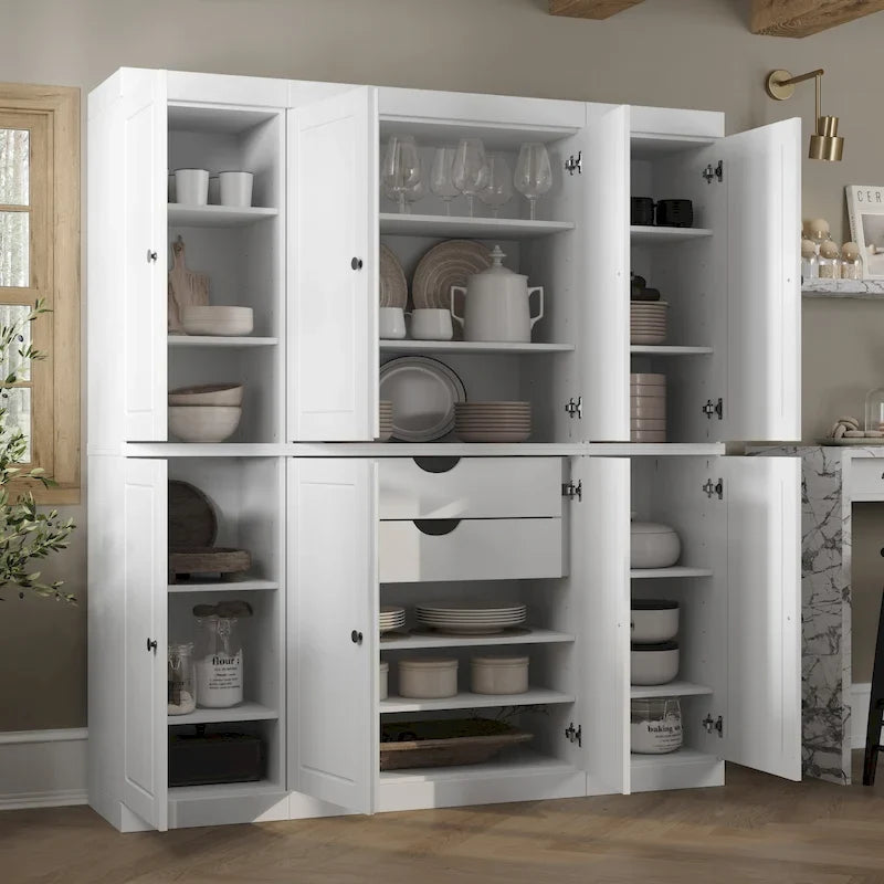 Buffet de cuisine en bois massif 100 % fabriqué en Chine avec portes en verre ou en bois massif et kit de 2 tiroirs 65 x 71,5