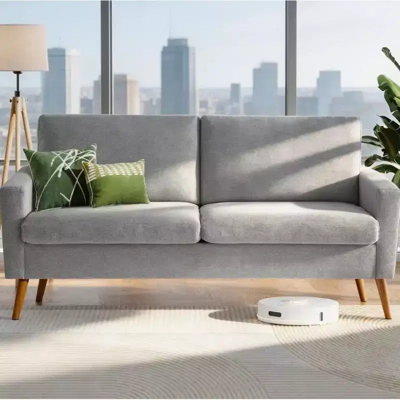 Canapé deux places Mid-Century Modern en velours côtelé de 68 po avec coussin à ressorts