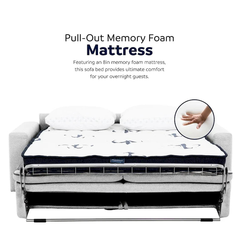 Full Sleeper Sofa with Memory Foam Mattress, Anthracite or Silver