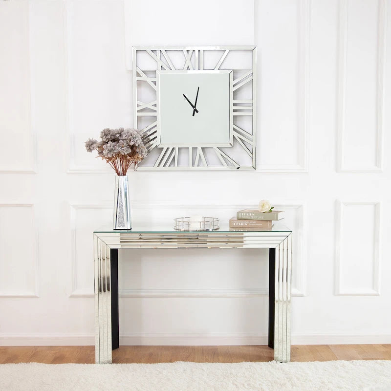 Silver Mirrored Console Table Sofa Entryway Hall Accent Furniture