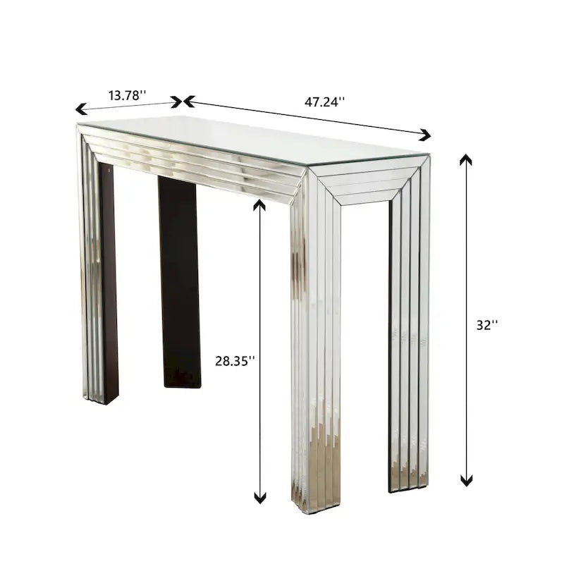 Console miroir argentée Table d'appoint pour canapé ou entrée