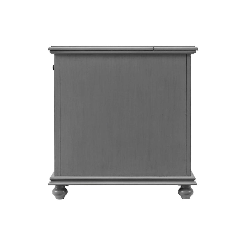 Table d'appoint de chevet en bois vieilli avec tiroir, armoire, prises électriques et ports USB