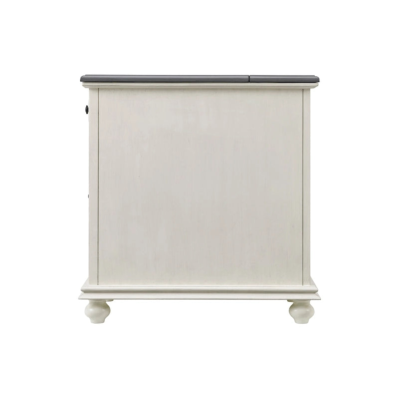 Table d'appoint de chevet en bois vieilli avec tiroir, armoire, prises électriques et ports USB
