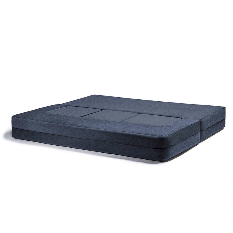 Canapé-lit convertible California King avec pouf en polyester gris foncé