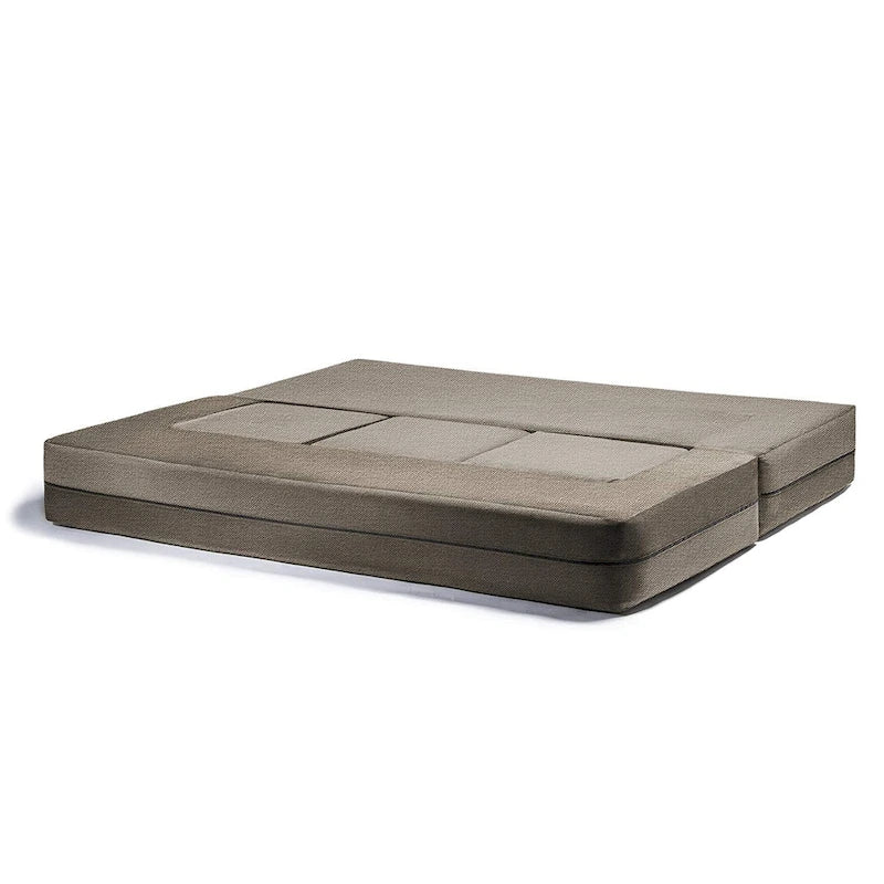 Canapé-lit convertible California King avec pouf en polyester gris foncé