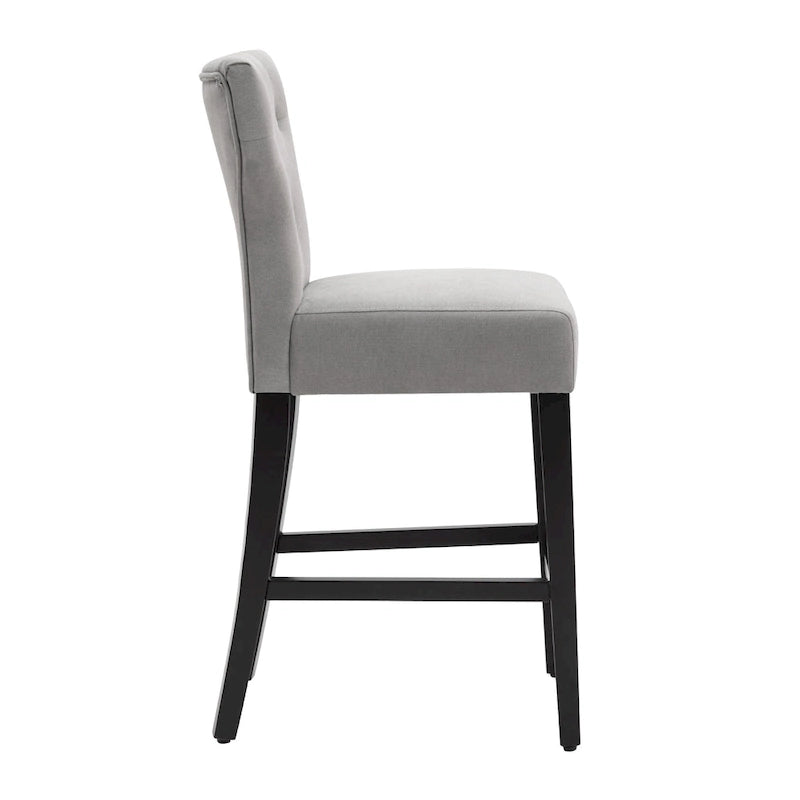 Tabouret de bar à hauteur de comptoir avec dossier capitonné et ailes, chaise de cuisine en tissu rembourré