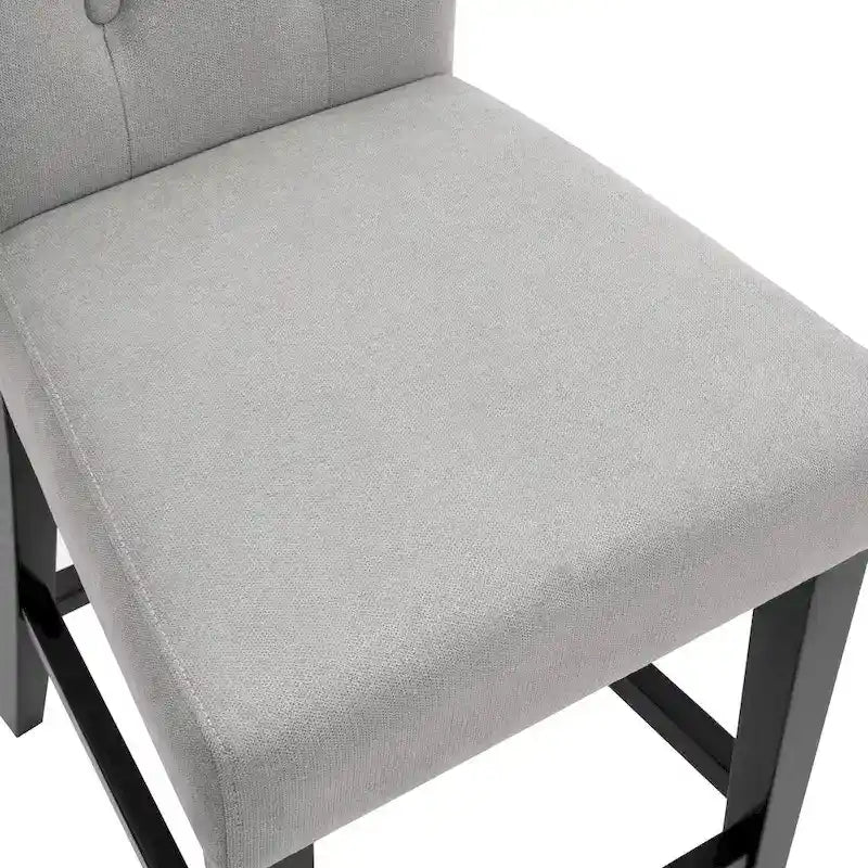 Tabouret de bar à hauteur de comptoir avec dossier capitonné et ailes, chaise de cuisine en tissu rembourré