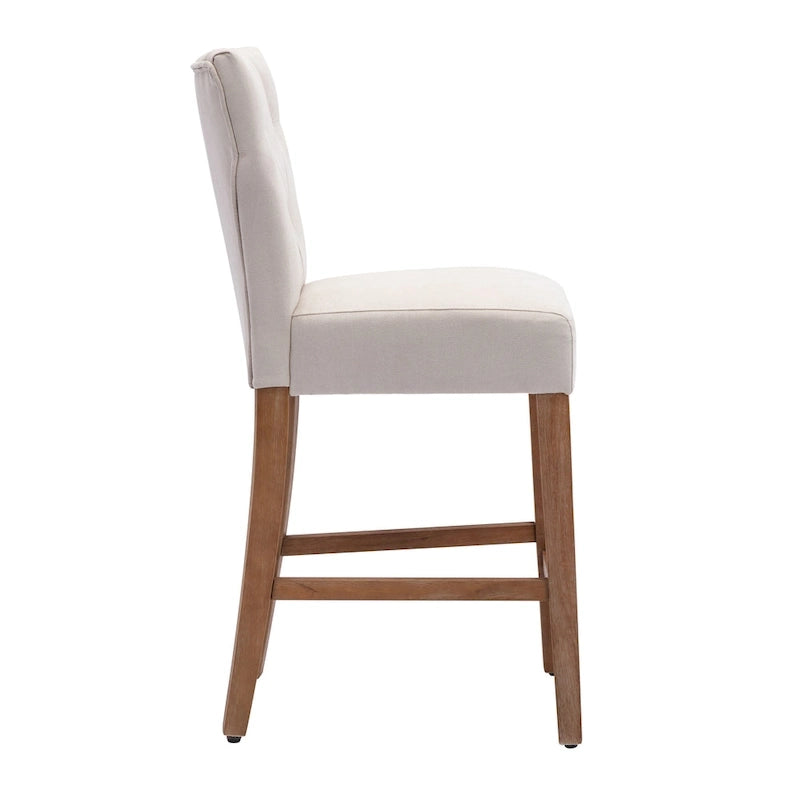 Tabouret de bar à hauteur de comptoir avec dossier capitonné et ailes, chaise de cuisine en tissu rembourré