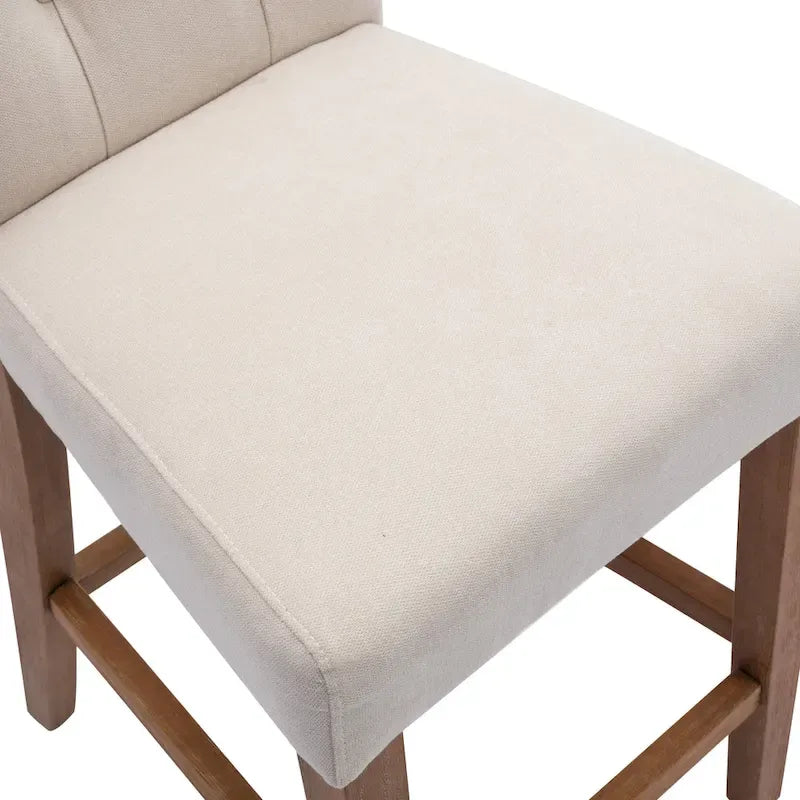 Tabouret de bar à hauteur de comptoir avec dossier capitonné et ailes, chaise de cuisine en tissu rembourré