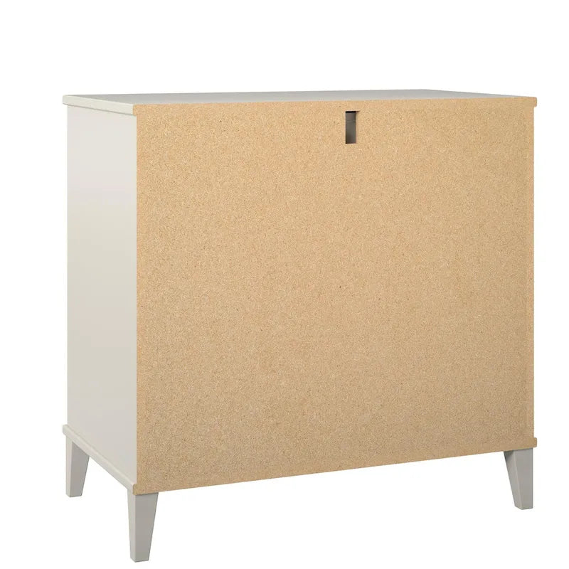 2 Drawer Dresser with Pull-Out Desk Taupe Brassy Gold Beveled Wood Legs