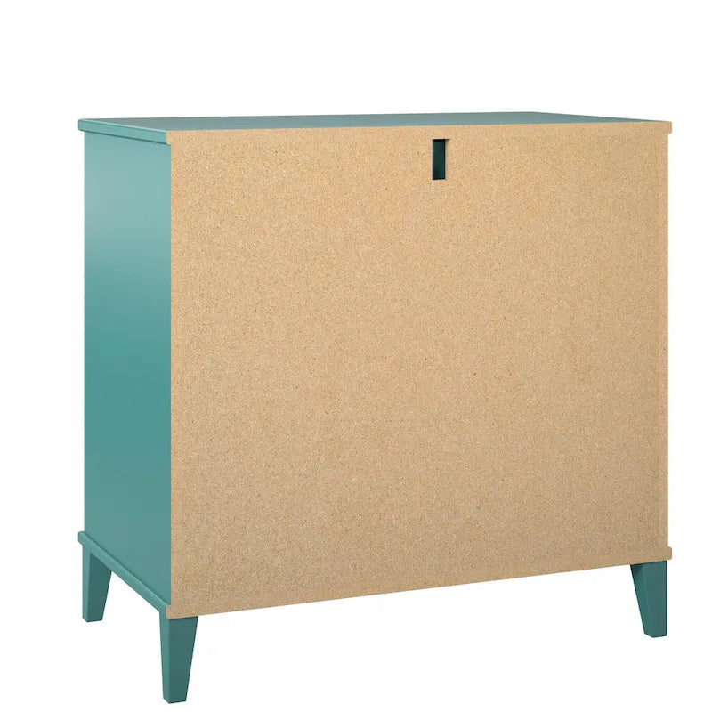 2 Drawer Dresser with Pull-Out Desk Taupe Brassy Gold Beveled Wood Legs