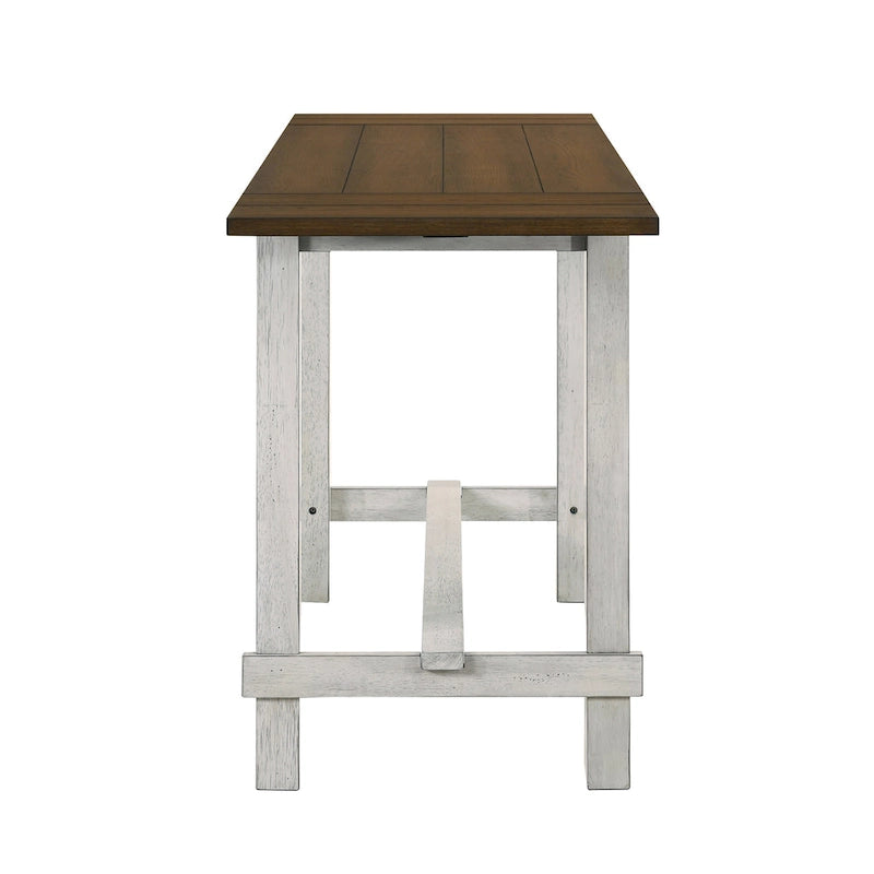 Table de salle à manger en chêne clair antique à rallonges, hauteur comptoir, style ferme moderne