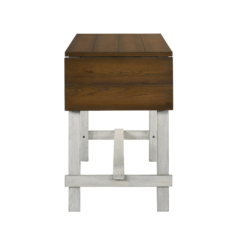 Table de salle à manger en chêne clair antique à rallonges, hauteur comptoir, style ferme moderne