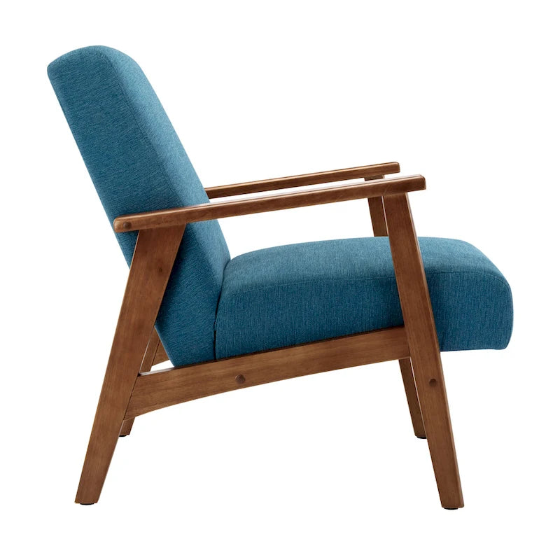 Fauteuil d'appoint en daim gris avec accoudoirs et pieds en bois de hêtre