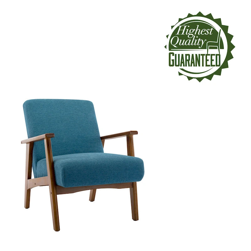 Fauteuil d'appoint en daim gris avec accoudoirs et pieds en bois de hêtre