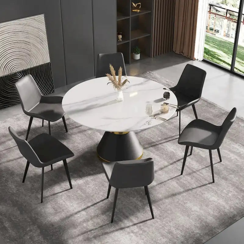 Chaise de salle à manger moderne en similicuir avec dossier ergonomique et pieds en métal, marron