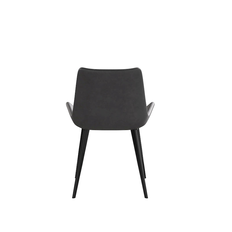 Chaise de salle à manger moderne en similicuir avec dossier ergonomique et pieds en métal, marron