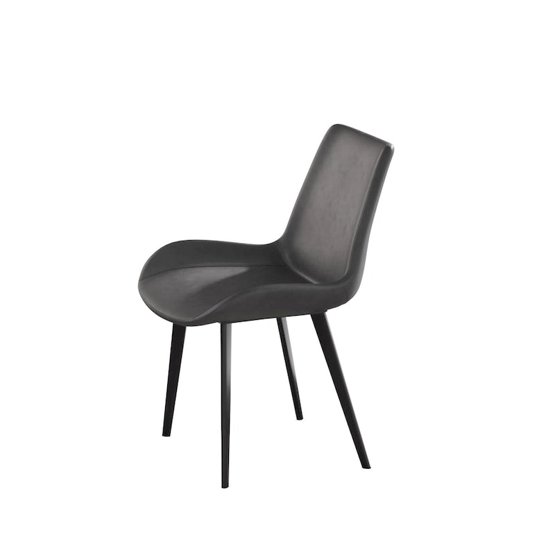 Chaise de salle à manger moderne en similicuir avec dossier ergonomique et pieds en métal, marron