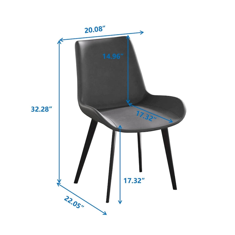 Chaise de salle à manger moderne en similicuir avec dossier ergonomique et pieds en métal, marron