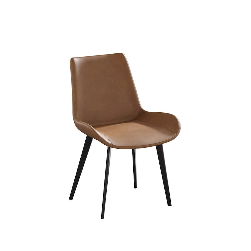 Chaise de salle à manger moderne en similicuir avec dossier ergonomique et pieds en métal, marron