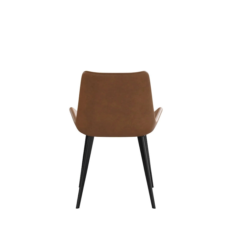Chaise de salle à manger moderne en similicuir avec dossier ergonomique et pieds en métal, marron
