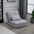 Fauteuil-lit pliant convertible en lin avec dossier réglable, gris clair