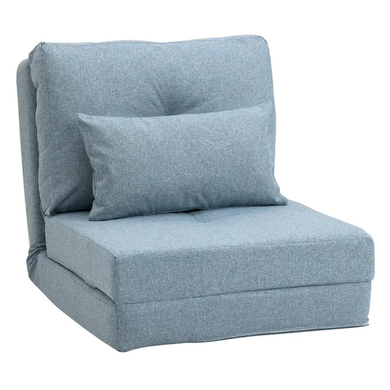 Fauteuil-lit pliant convertible en lin avec dossier réglable, gris clair