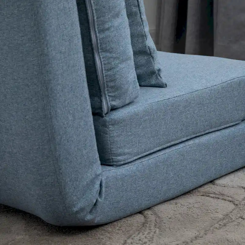 Fauteuil-lit pliant convertible en lin avec dossier réglable, gris clair