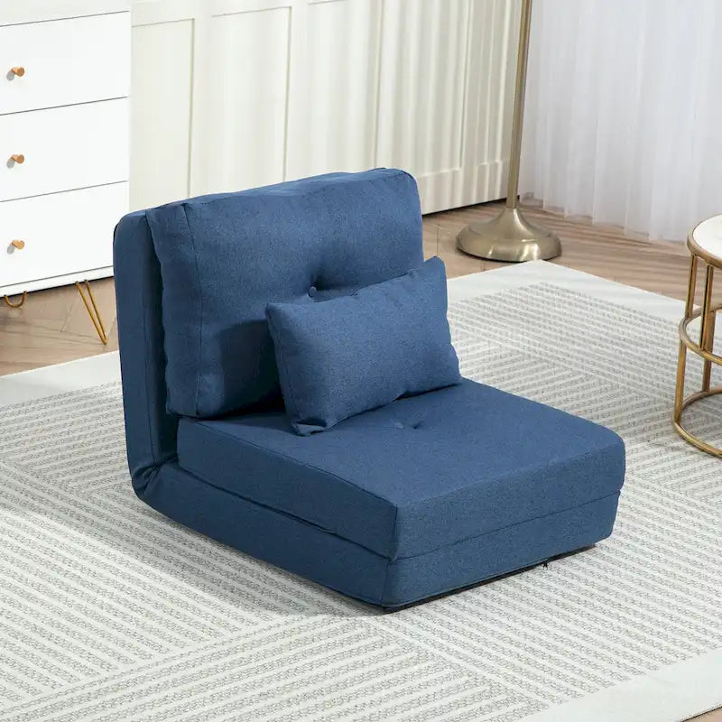 Fauteuil-lit pliant convertible en lin avec dossier réglable, gris clair