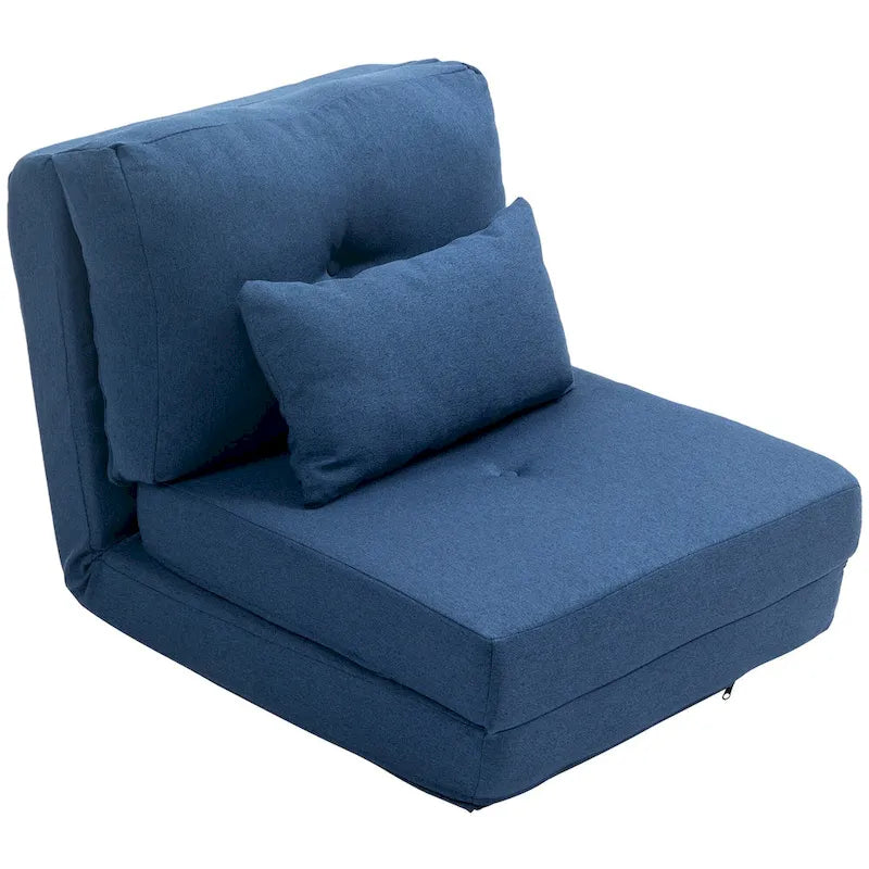 Fauteuil-lit pliant convertible en lin avec dossier réglable, gris clair
