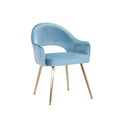 Chaise de salle à manger en velours avec pieds en métal doré et dossier ajouré, Aqua Gris Rose