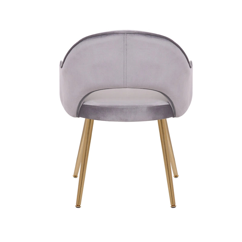 Chaise de salle à manger en velours avec pieds en métal doré et dossier ajouré, Aqua Gris Rose