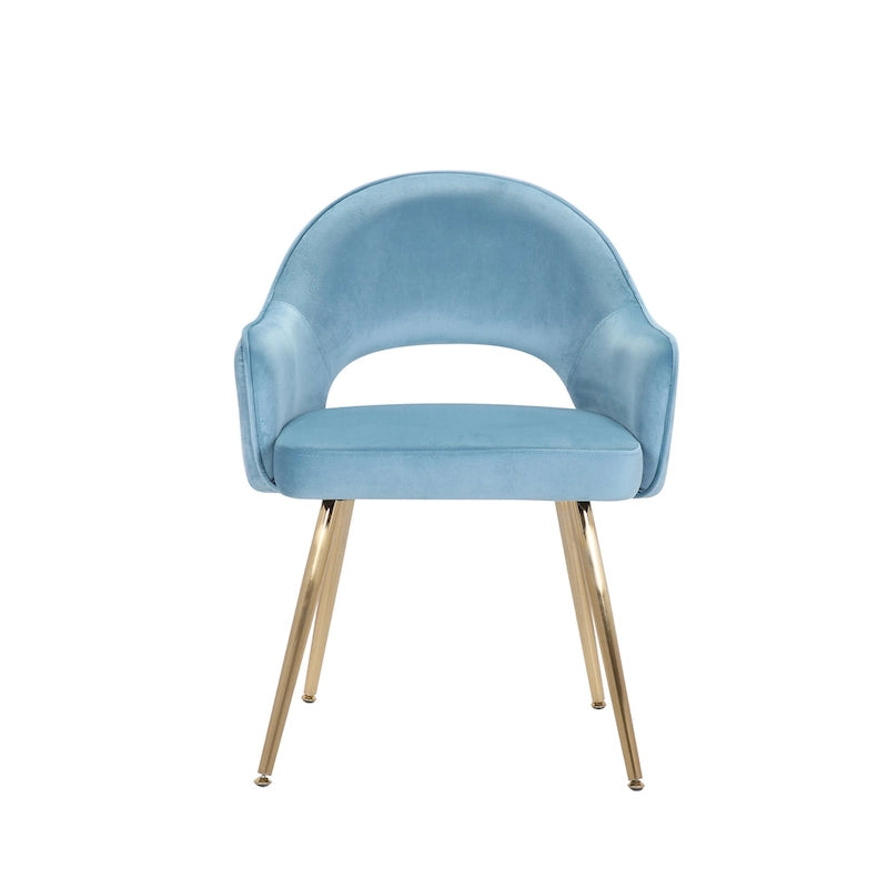 Chaise de salle à manger en velours avec pieds en métal doré et dossier ajouré, Aqua Gris Rose