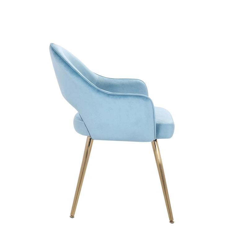 Chaise de salle à manger en velours avec pieds en métal doré et dossier ajouré, Aqua Gris Rose