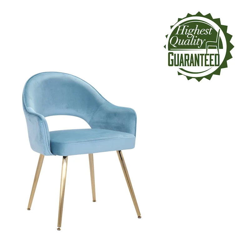 Chaise de salle à manger en velours avec pieds en métal doré et dossier ajouré, Aqua Gris Rose