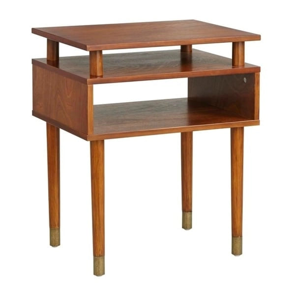 Mid-Century End Table with Open Shelf and Tapered Legs