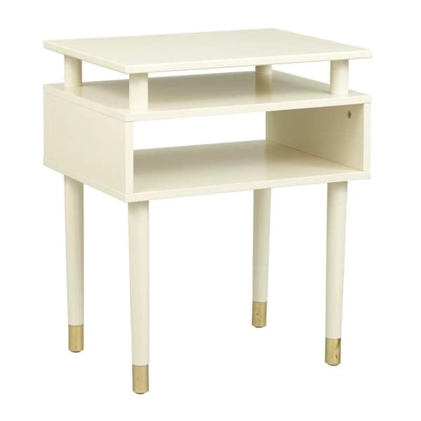 Table d'appoint du milieu du siècle avec étagère ouverte et pieds effilés