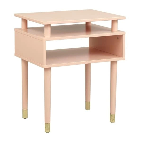 Table d'appoint du milieu du siècle avec étagère ouverte et pieds effilés