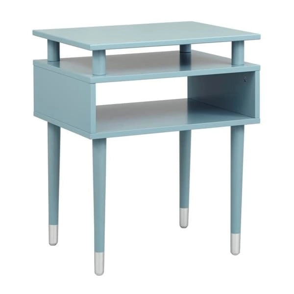 Table d'appoint du milieu du siècle avec étagère ouverte et pieds effilés
